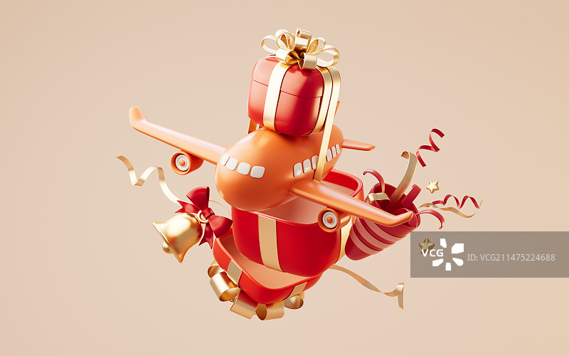 卡通电商节日礼物盒3D渲染图片素材