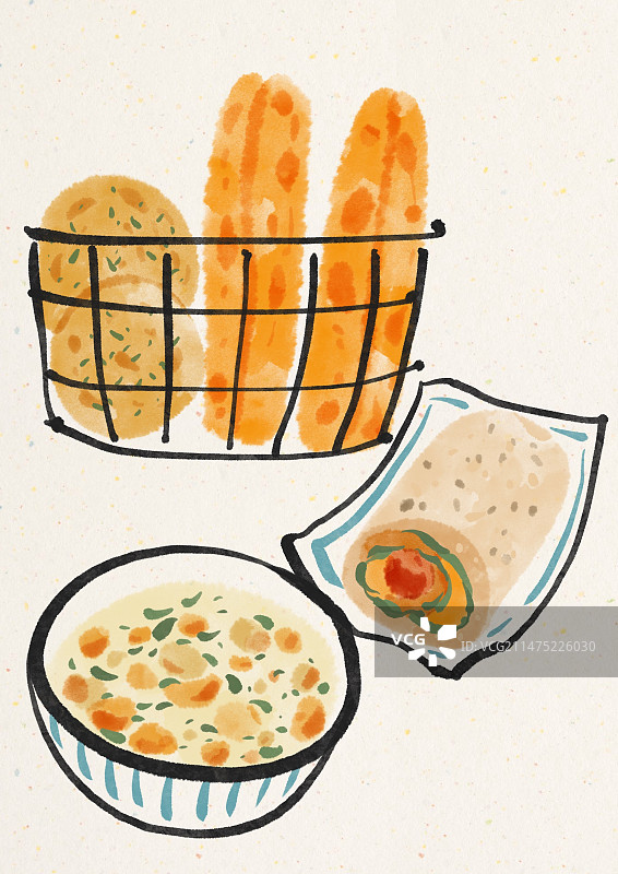 水墨风上海美食插画图片素材