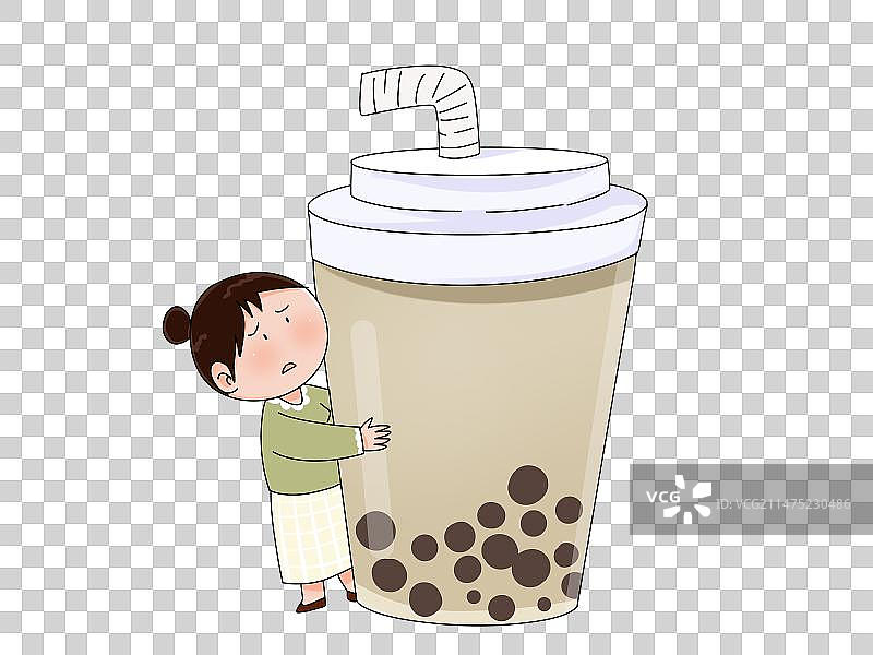 爱喝奶茶的女孩图片素材