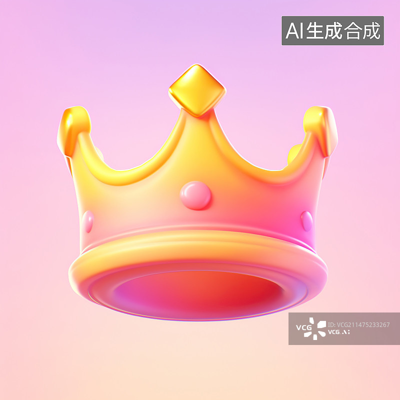 【AI数字艺术】三维卡通可爱王冠图片素材