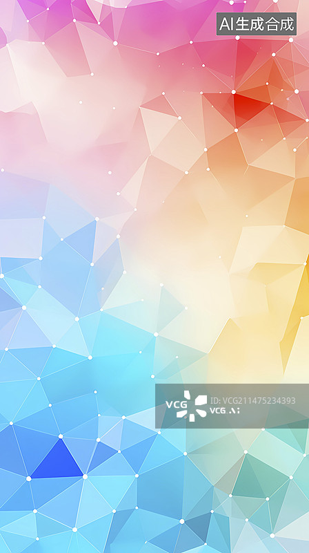 【AI数字艺术】数码科技抽象多边形结构连接海背景图片素材