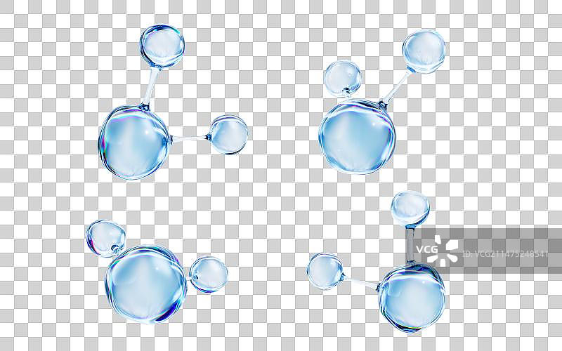 透明蓝色分子元素3D渲染图片素材