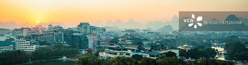桂林城市风光日落图片素材