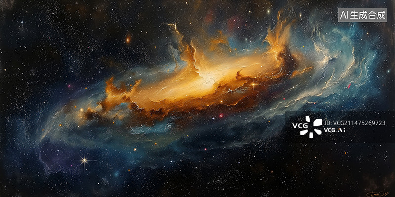 【AI数字艺术】插图，插画，海报，模板，元素，景色，宇宙，星际，未来，科技，星空，太空，未来，光，星云，画，扁平风，图片素材