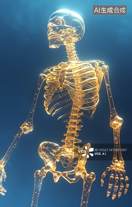 【AI数字艺术】x光下的人类脊柱背部疼痛背景图片素材