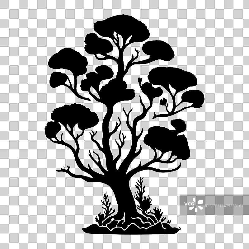 手绘黑色鹿角珊瑚标志图片素材