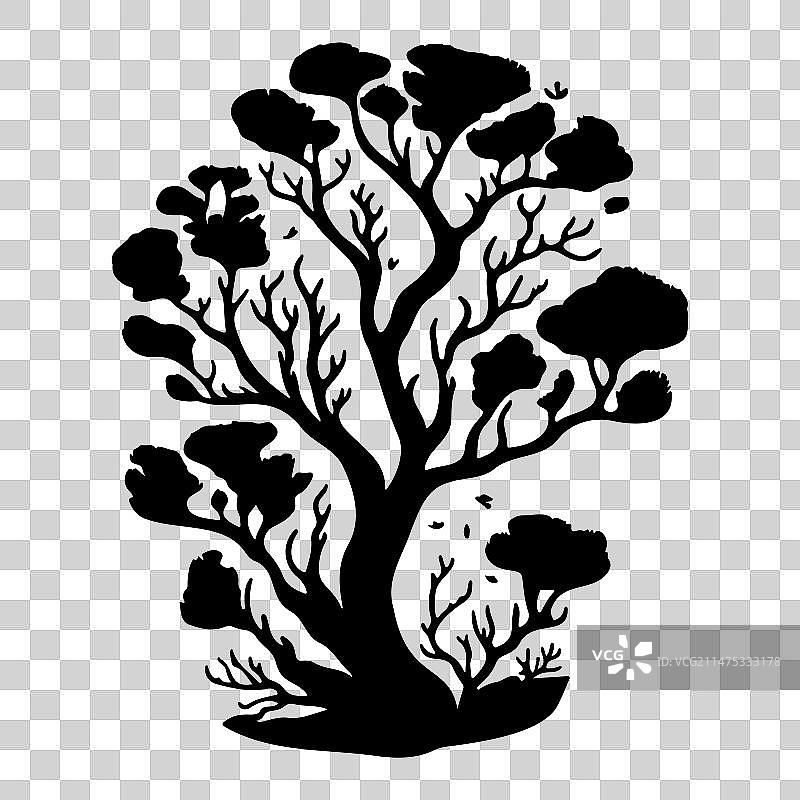 手绘黑色鹿角珊瑚标志图片素材