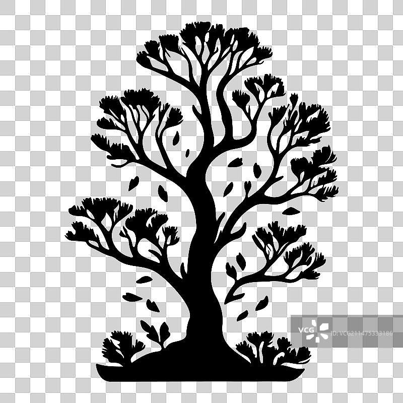 手绘黑色鹿角珊瑚标志图片素材