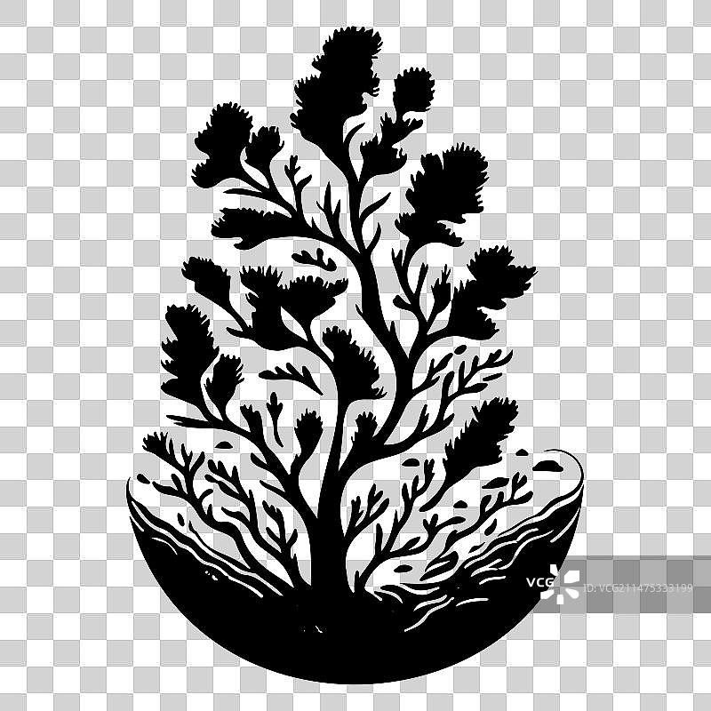 手绘黑色鹿角珊瑚标志图片素材