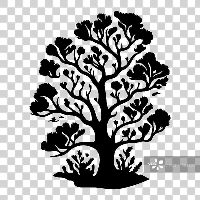 手绘黑色鹿角珊瑚标志图片素材