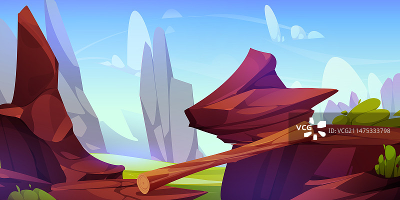 带木桥的岩石峭壁图片素材