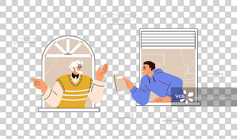 公寓邻居之间的图书漂流图片素材