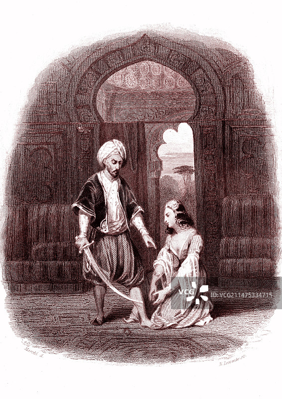 《一千零一夜》场景，18世纪图片素材