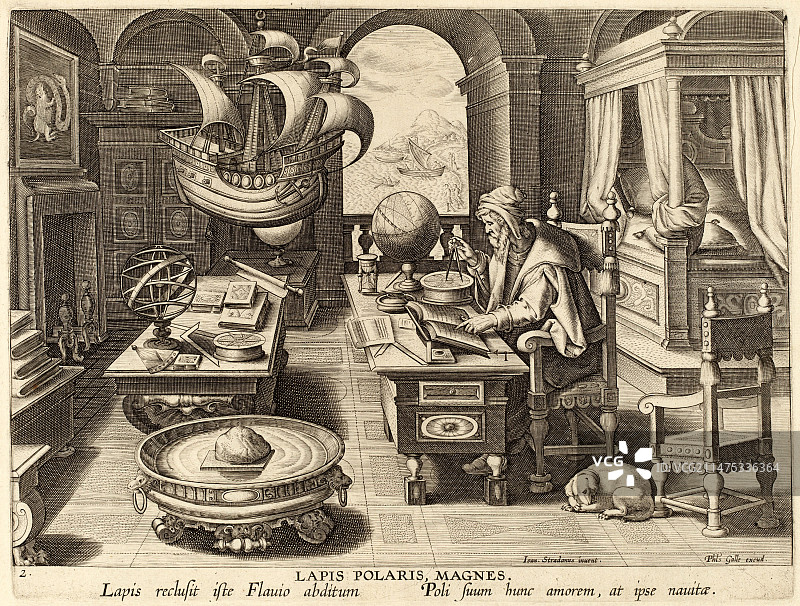 16世纪的导航与磁极图片素材