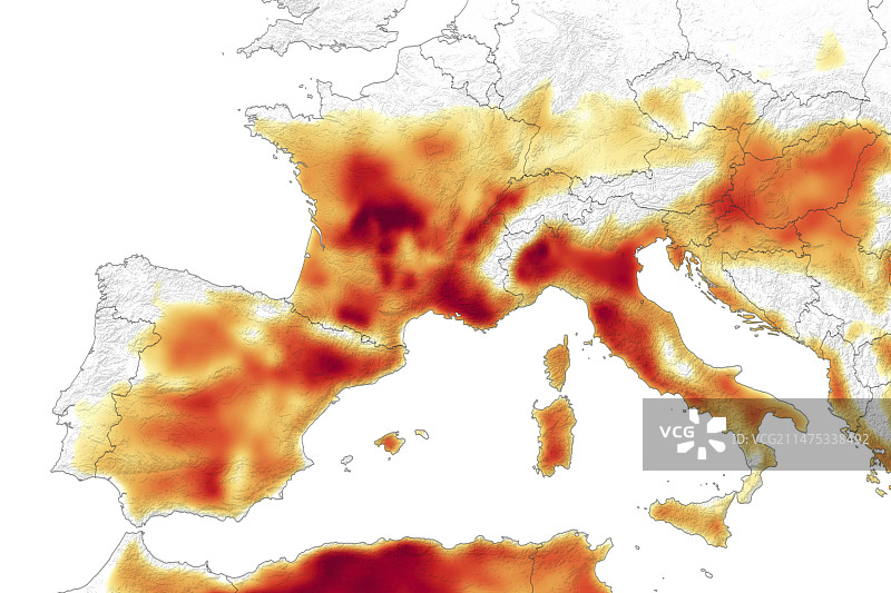 2019年7月欧洲热浪GEOS模型图片素材