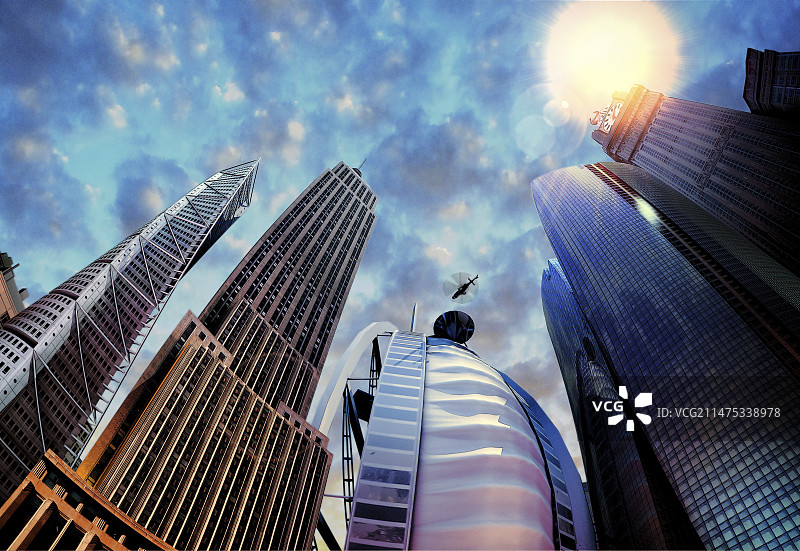 摩天大楼合成插画图片素材