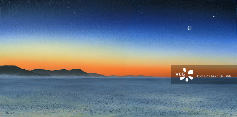 黎明时的月亮和金星插图图片素材