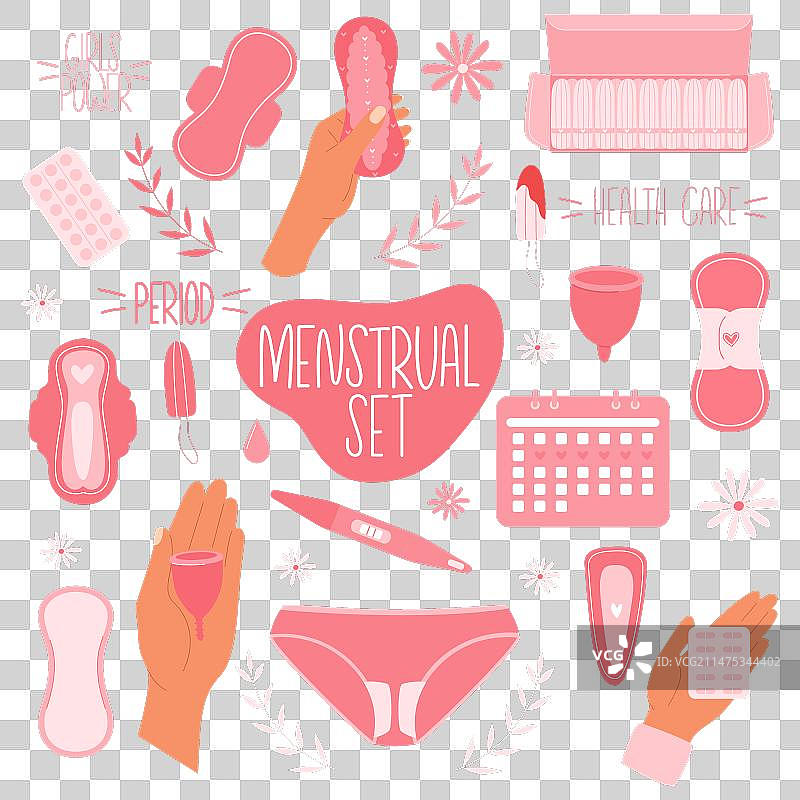 女性卫生用品月经套装图片素材