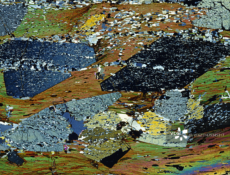 十字石斑晶偏光显微照片图片素材