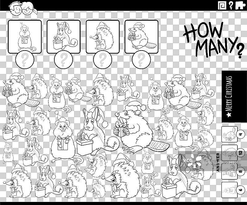 卡通动物计数活动图片素材