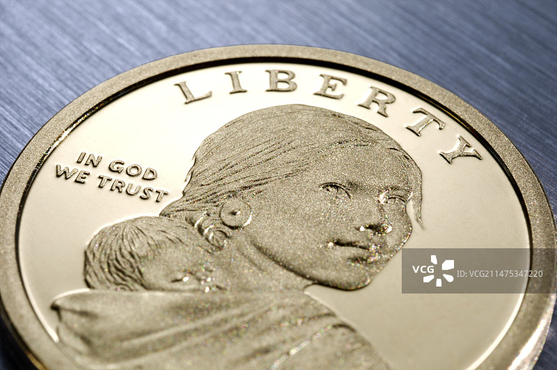 萨卡加维亚美国一美元硬币图片素材