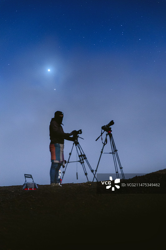 天文摄影师与夜空图片素材