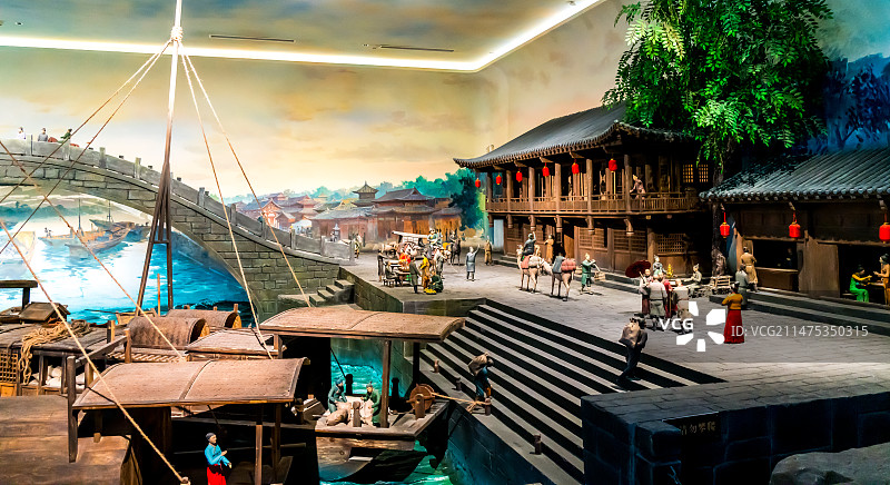 洛阳运河码头景观复原，洛阳隋唐大运河博物馆图片素材