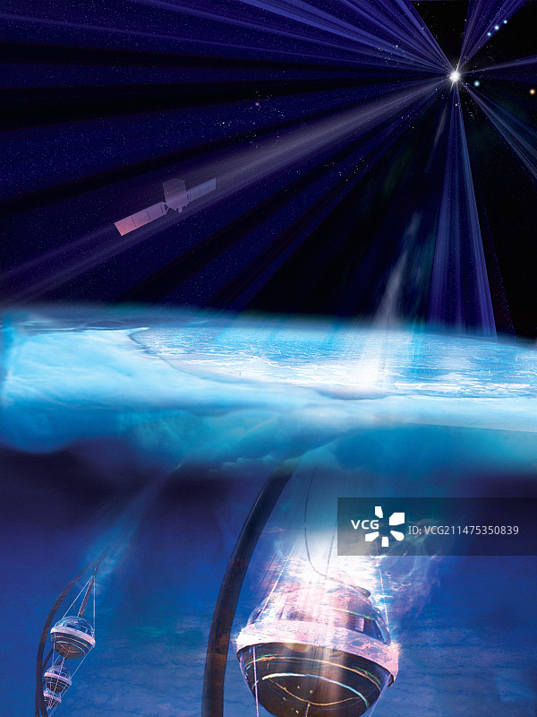 伽马射线和中微子事件探测图图片素材