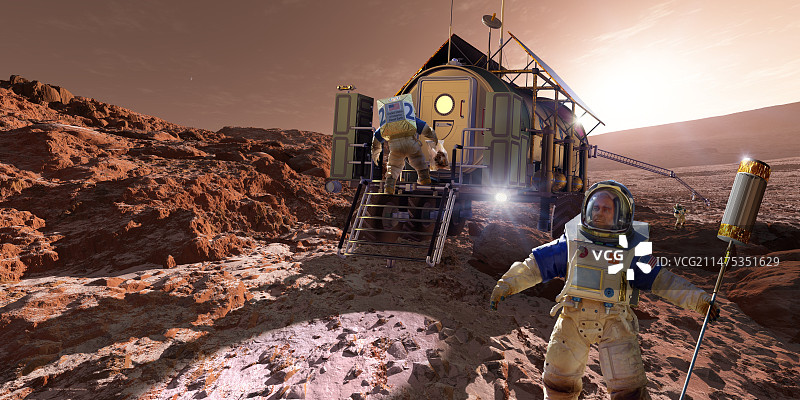 火星上的宇航员插画图片素材