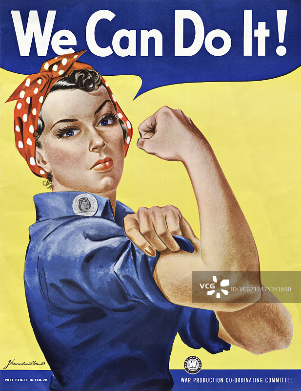 二战时期工人鼓舞士气海报，1943年图片素材