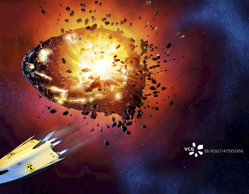 摧毁威胁地球的小行星图片素材