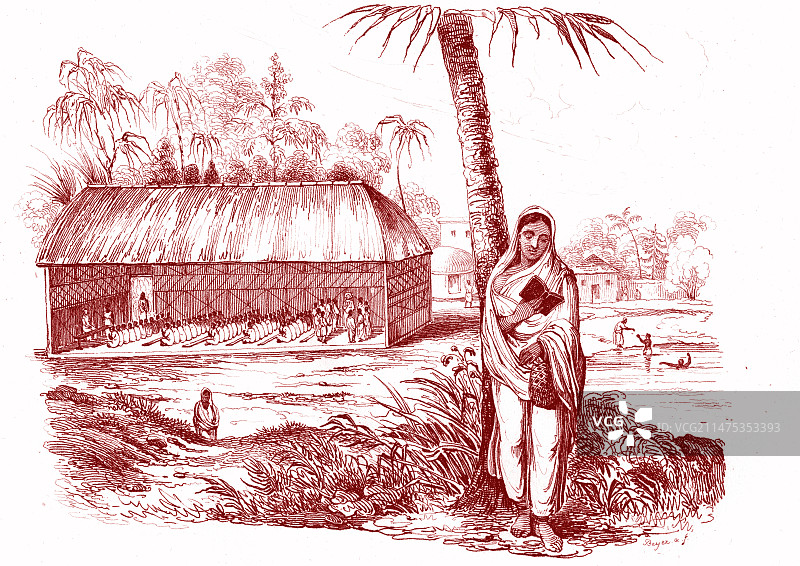 18世纪的印度女子学校图片素材