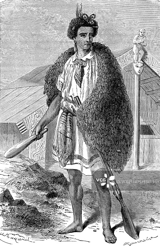 19世纪80年代的毛利人酋长图片素材