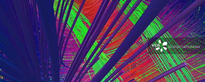 大脑纤维、胼胝体和扣带回，DTI扫描图片素材