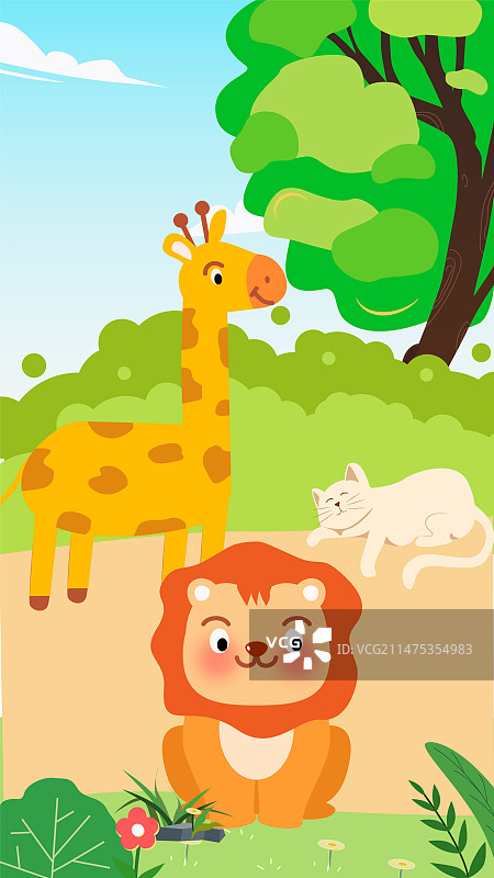 动物乐园户外插画背景图片素材