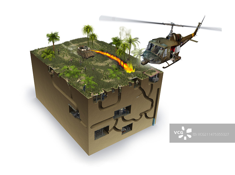 越南战争期间的越共隧道图片素材