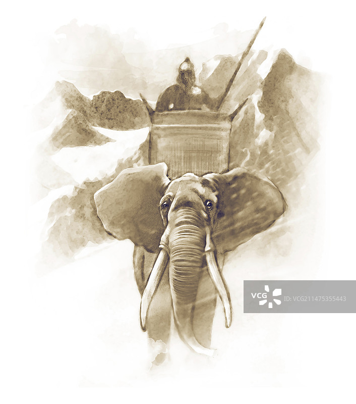 公元前218年汉尼拔骑战象图片素材