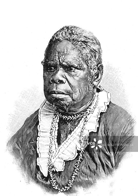 19世纪插画：特鲁加尼尼，最后的塔斯马尼亚女性图片素材