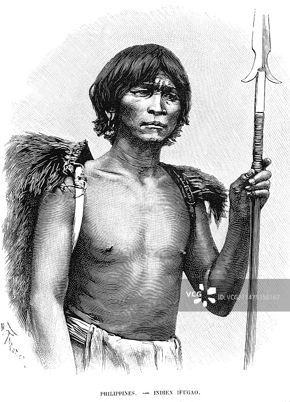 19世纪伊富高战士插图图片素材