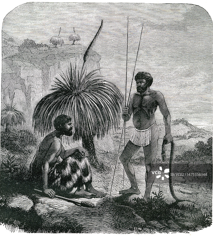 19世纪澳大利亚捕蛇人插图图片素材