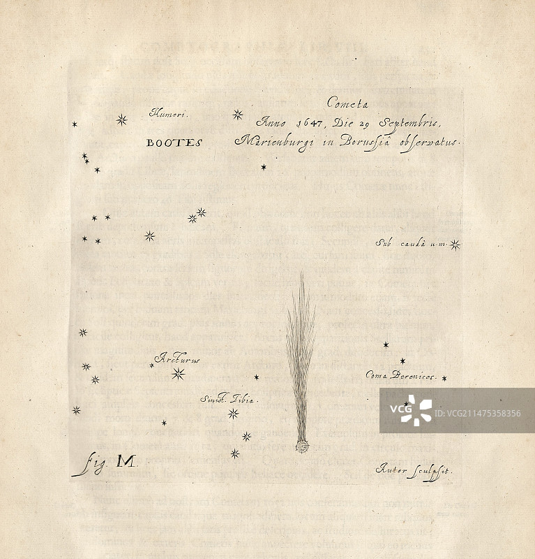 1647年的彗星，插图图片素材