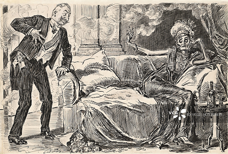 战争妖妇，1917年插画图片素材