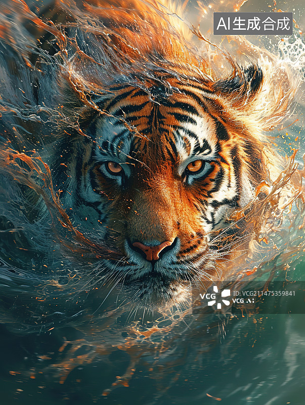 【AI数字艺术】新国风艺术猛虎图片素材