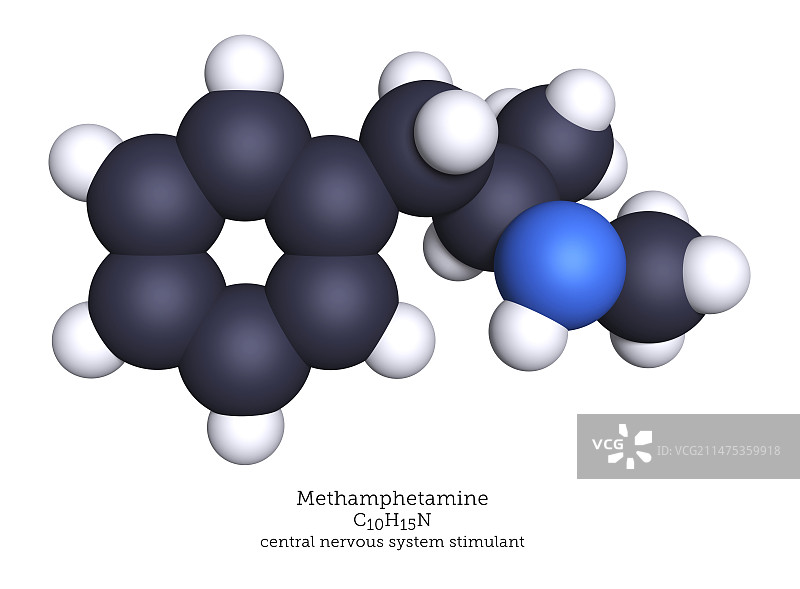 甲基苯丙胺药物分子模型图片素材