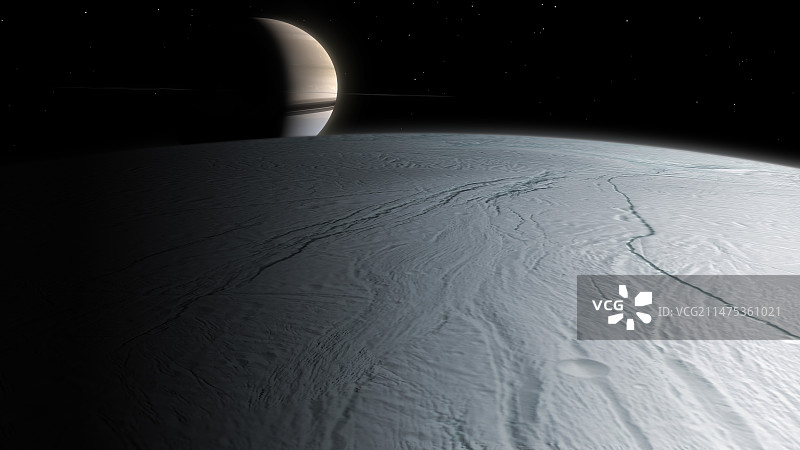 从土卫二看土星插图图片素材