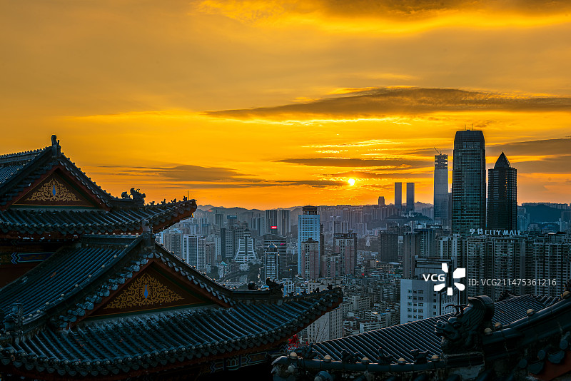 东山公园晚霞图片素材