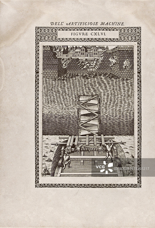 16世纪的临时桥梁建造图片素材