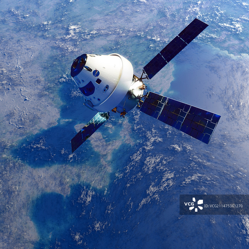 地球轨道上的猎户座飞船插画图片素材