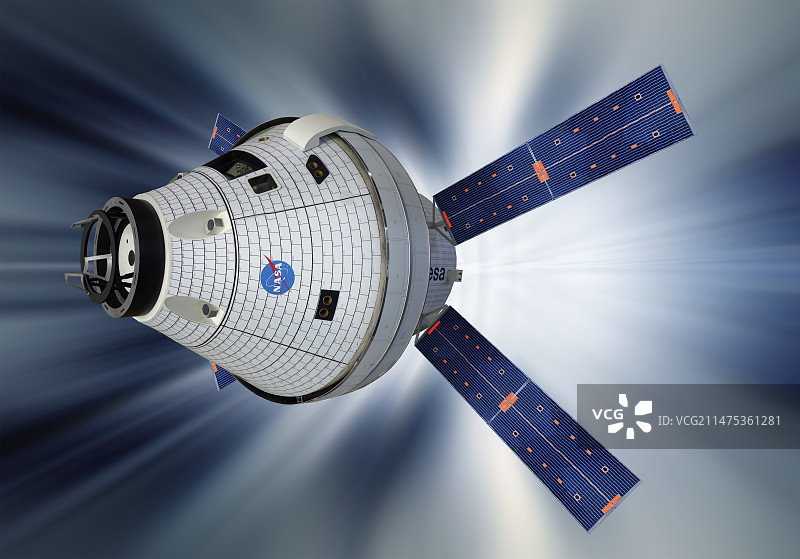 地球轨道上的猎户座飞船插画图片素材