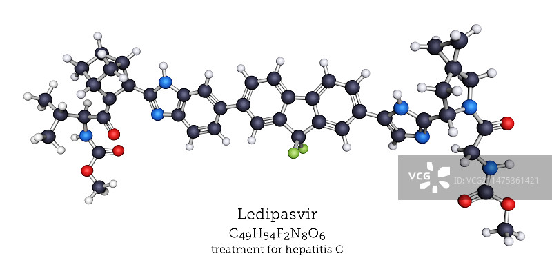 雷迪帕韦抗病毒药物分子图片素材